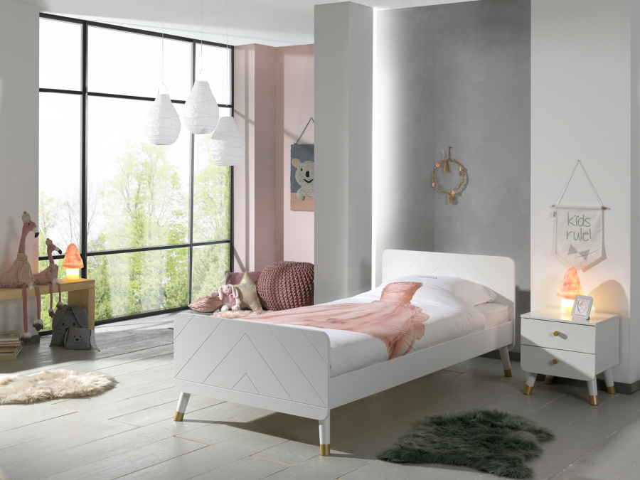 Vipack Billy bed met nachtkastje - wit - Afbeelding 2