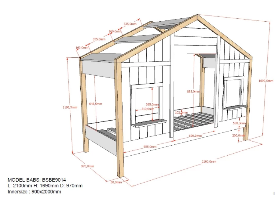 Vipack Babs huisbed 90 met bedlade - Afbeelding 6