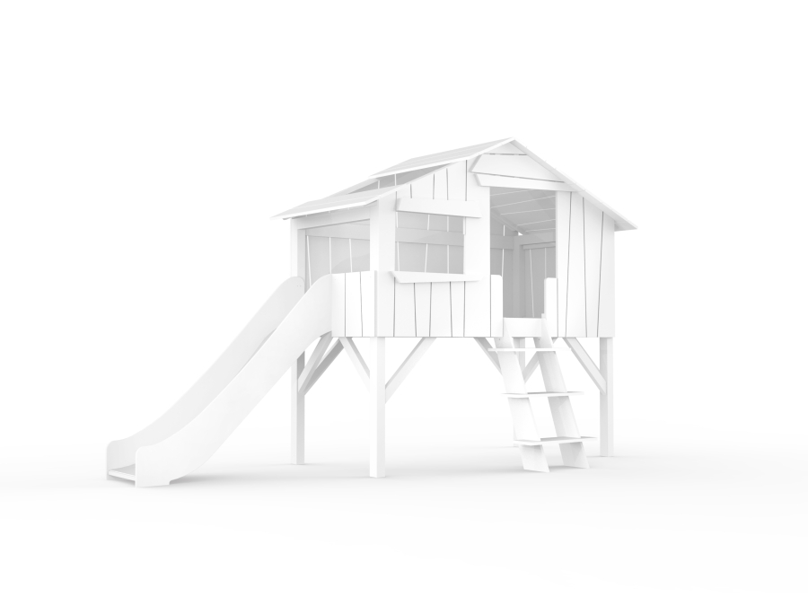 Mathy by Bols boomhut halfhoogslaper met glijbaan 90x190 - wit