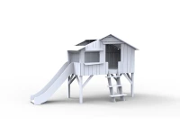 Mathy by Bols boomhut halfhoogslaper met glijbaan 90x190 - poeder blauw