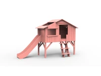 Mathy by Bols boomhut halfhoogslaper met glijbaan 90x190 - koraal