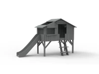 Mathy by Bols boomhut halfhoogslaper met glijbaan 90x190 - basalt grijs
