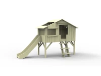 Mathy by Bols boomhut halfhoogslaper met glijbaan 90x190 - moos grijs