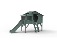 Mathy by Bols boomhut halfhoogslaper met glijbaan 90x190 - donker grijs