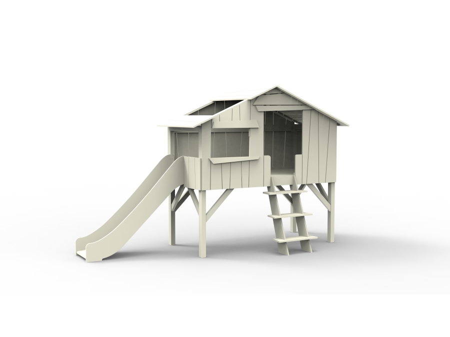 Mathy by Bols boomhut halfhoogslaper met glijbaan 90x190 - rauw