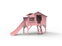 Mathy by Bols boomhut halfhoogslaper met glijbaan 90x190 - zeer licht roze