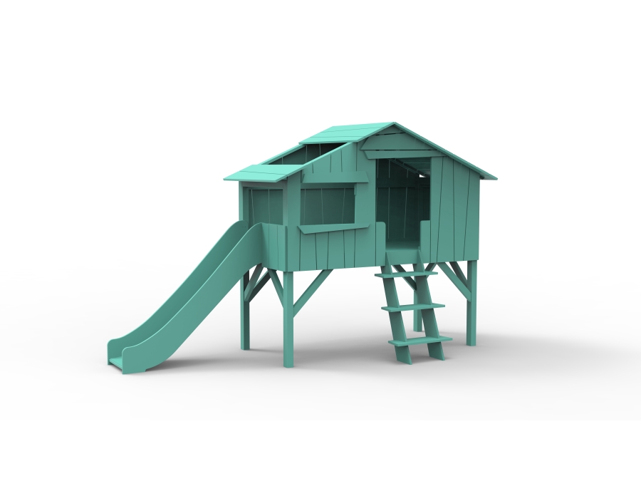 Mathy by Bols boomhut halfhoogslaper met glijbaan 90x190 - licht groen