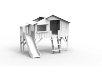 Mathy by Bols boomhut halfhoogslaper met platform en glijbaan 90x190 - wit