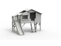 Mathy by Bols boomhut halfhoogslaper met platform en glijbaan 90x190 - parelgrijs