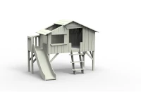 Mathy by Bols boomhut halfhoogslaper met platform en glijbaan 90x190 - rauw