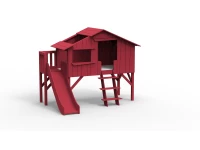 Mathy by Bols boomhut halfhoogslaper met platform en glijbaan 90x190 - marsala