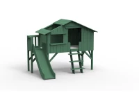 Mathy by Bols boomhut halfhoogslaper met platform en glijbaan 90x190 - jungle groen
