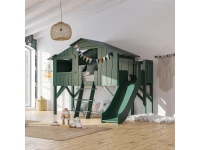 Mathy by Bols boomhut halfhoogslaper met platform en glijbaan 90x190 - jungle groen - Afbeelding 8