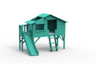 Mathy by Bols boomhut halfhoogslaper met platform en glijbaan 90x190 - licht groen