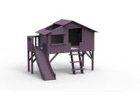 Mathy by Bols boomhut halfhoogslaper met platform en glijbaan 90x190 - cuberdon violet