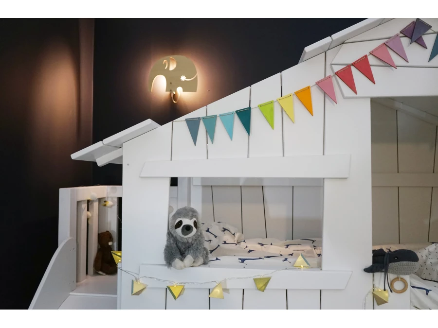 Mathy by Bols boomhut halfhoogslaper met platform en glijbaan 90x190 - jungle groen - Afbeelding 2