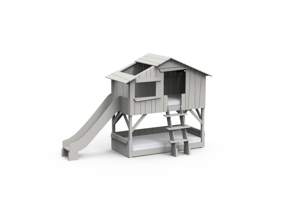 Mathy by Bols boomhut stapelbed met glijbaan 90x190 - parelgrijs