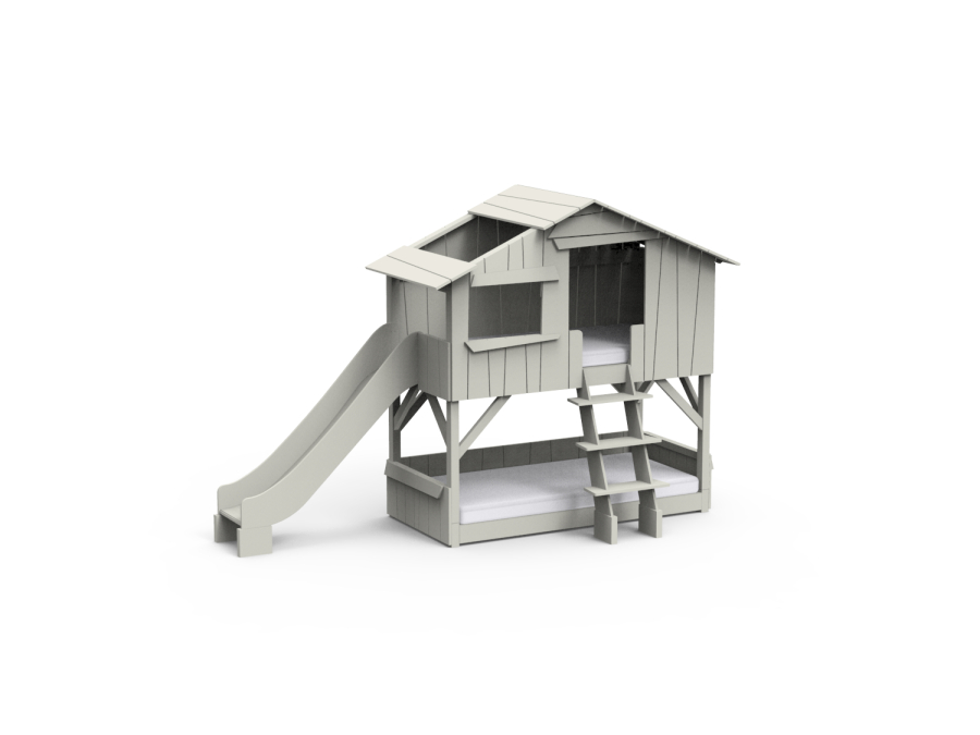 Mathy by Bols boomhut stapelbed met glijbaan 90x190 - rauw