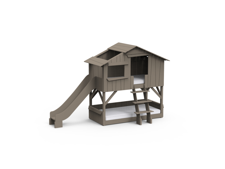 Mathy by Bols boomhut stapelbed met glijbaan 90x190 - vlas