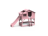 Mathy by Bols boomhut stapelbed met glijbaan 90x190 - zeer licht roze