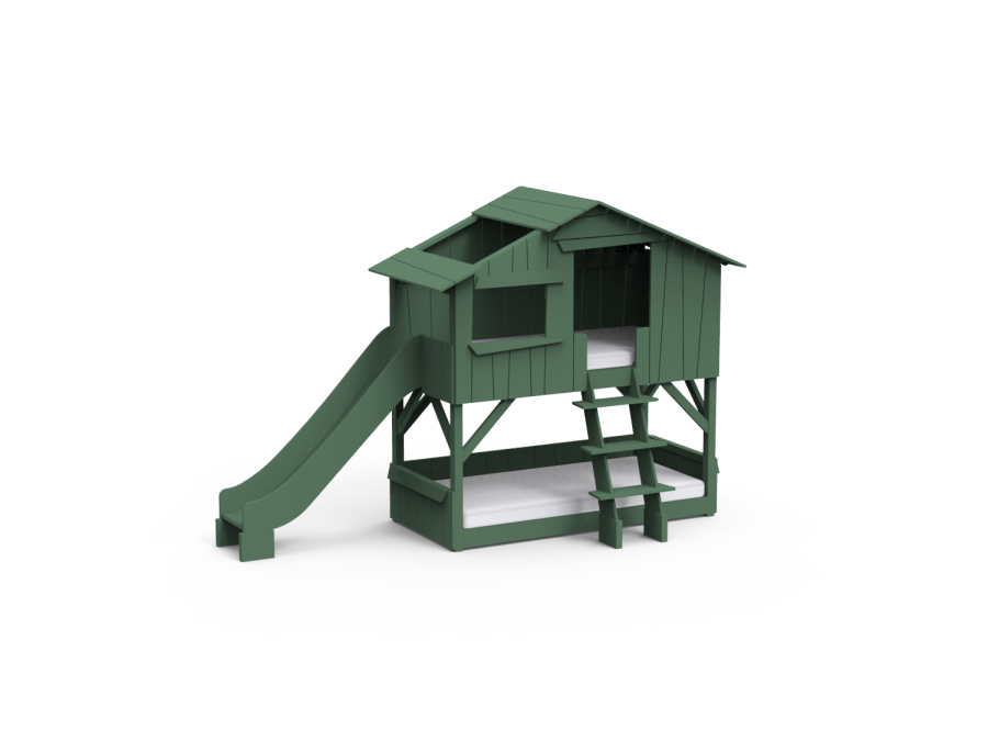 Mathy by Bols boomhut stapelbed met glijbaan 90x190 - jungle groen