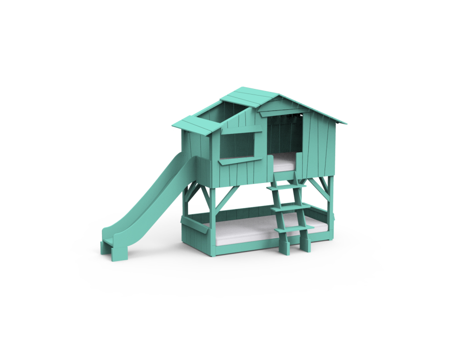 Mathy by Bols boomhut stapelbed met glijbaan 90x190 - licht groen
