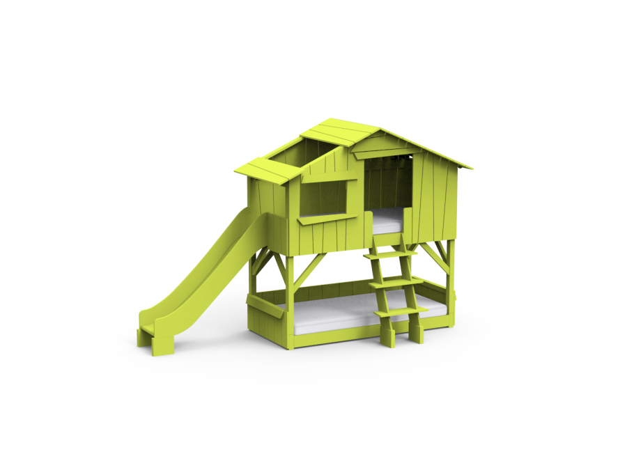 Mathy by Bols boomhut stapelbed met glijbaan 90x190 - appel groen