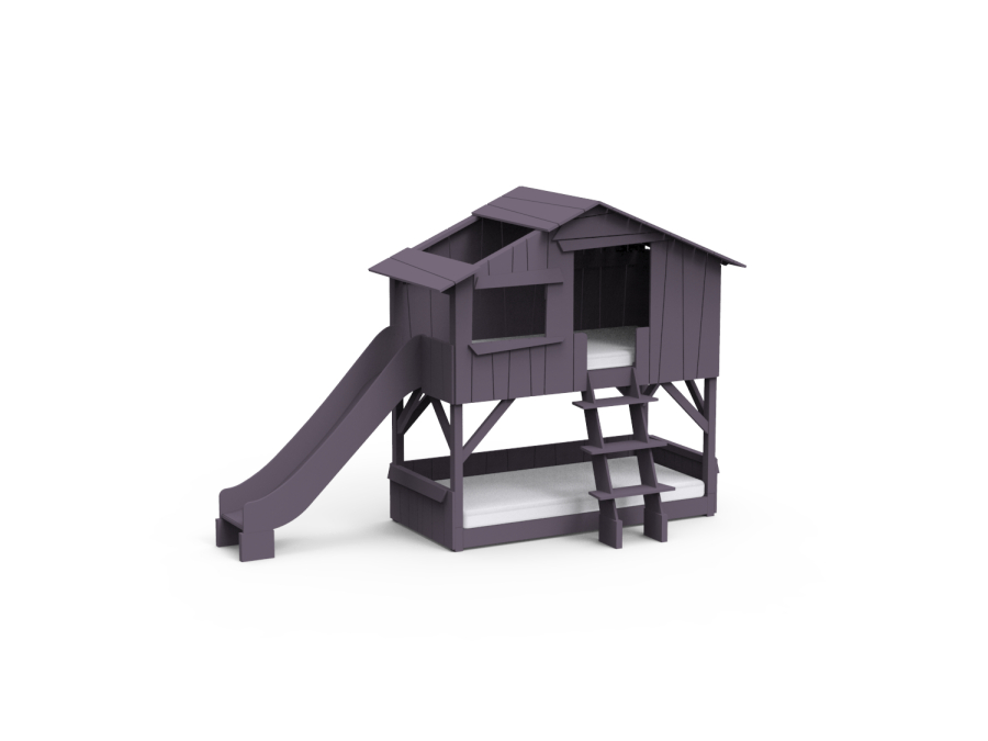 Mathy by Bols boomhut stapelbed met glijbaan 90x190 - cuberdon violet