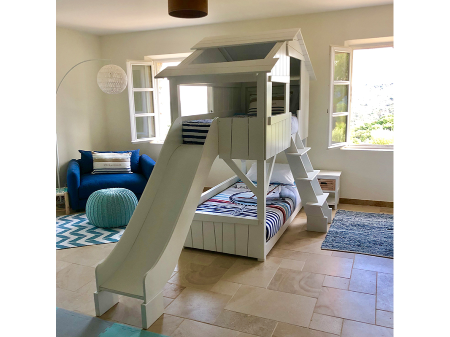 Mathy by Bols boomhut stapelbed met glijbaan 90x190 - moos grijs - Afbeelding 2
