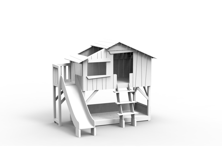 Mathy by Bols boomhut stapelbed met platform en glijbaan 90x190 - wit