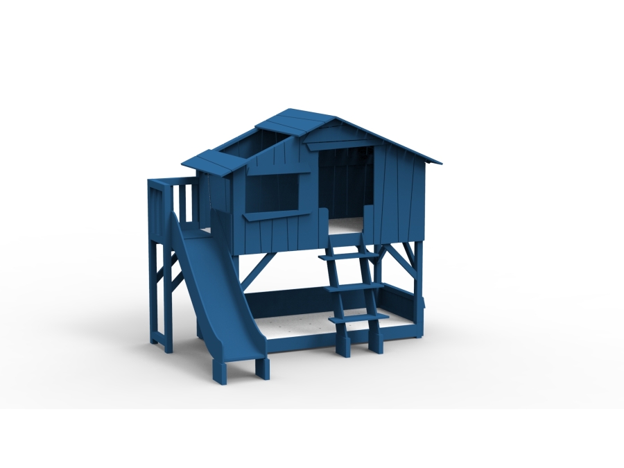 Mathy by Bols boomhut stapelbed met platform en glijbaan 90x190 - atlantisch blauw