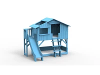 Mathy by Bols boomhut stapelbed met platform en glijbaan 90x190 - azur blauw