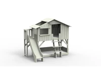 Mathy by Bols boomhut stapelbed met platform en glijbaan 90x190 - rauw