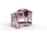 Mathy by Bols boomhut stapelbed met platform en glijbaan 90x190 - winter roze