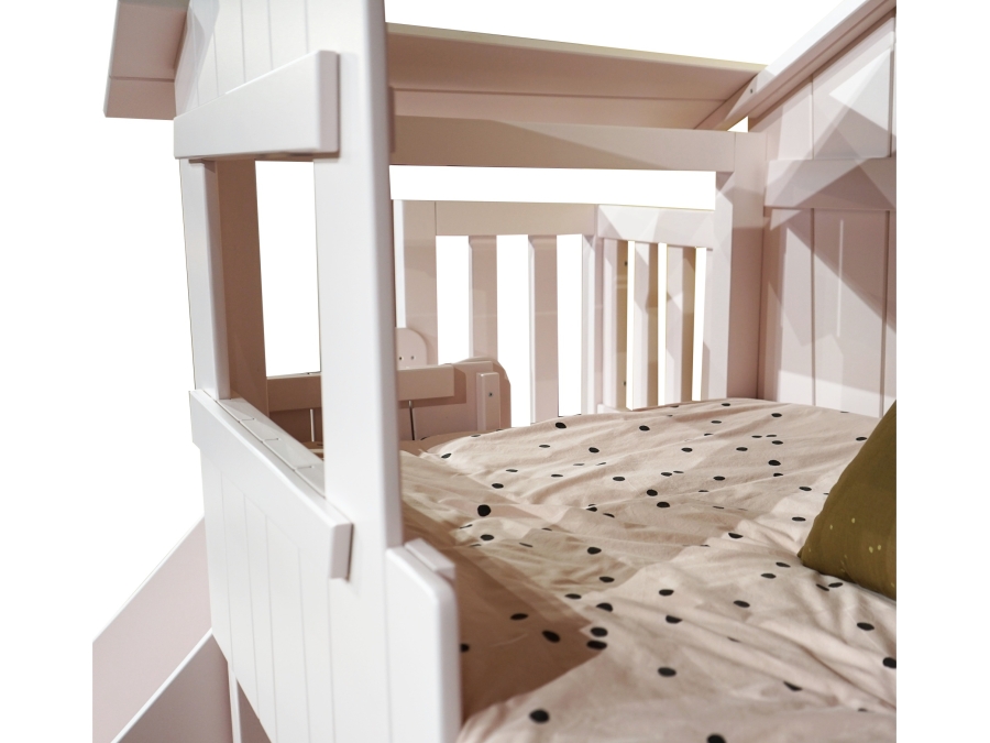 Mathy by Bols boomhut stapelbed met platform en glijbaan 90x190 - wit - Afbeelding 2
