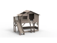 Mathy by Bols boomhut stapelbed met platform en glijbaan 90x190 - taupe
