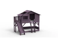 Mathy by Bols boomhut stapelbed met platform en glijbaan 90x190 - cuberdon violet