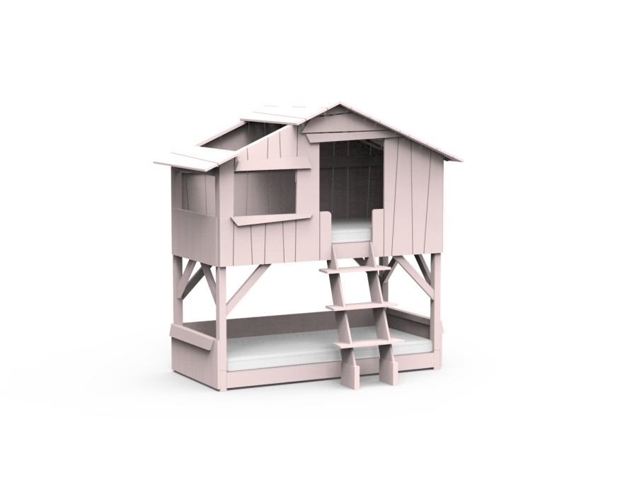 Mathy by Bols boomhut stapelbed 90x190 - poeder roze