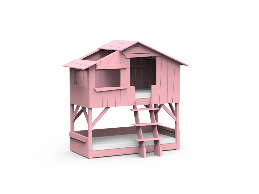 Mathy by Bols boomhut stapelbed 90x190 - zeer licht roze