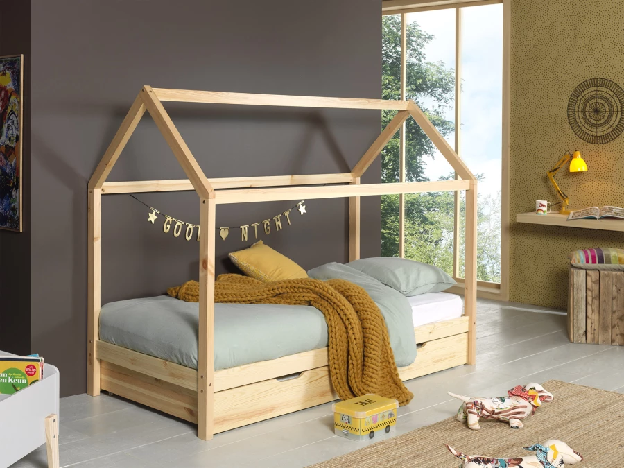 Vipack Dallas huisbed LP met bedlade - natuur - Afbeelding 2