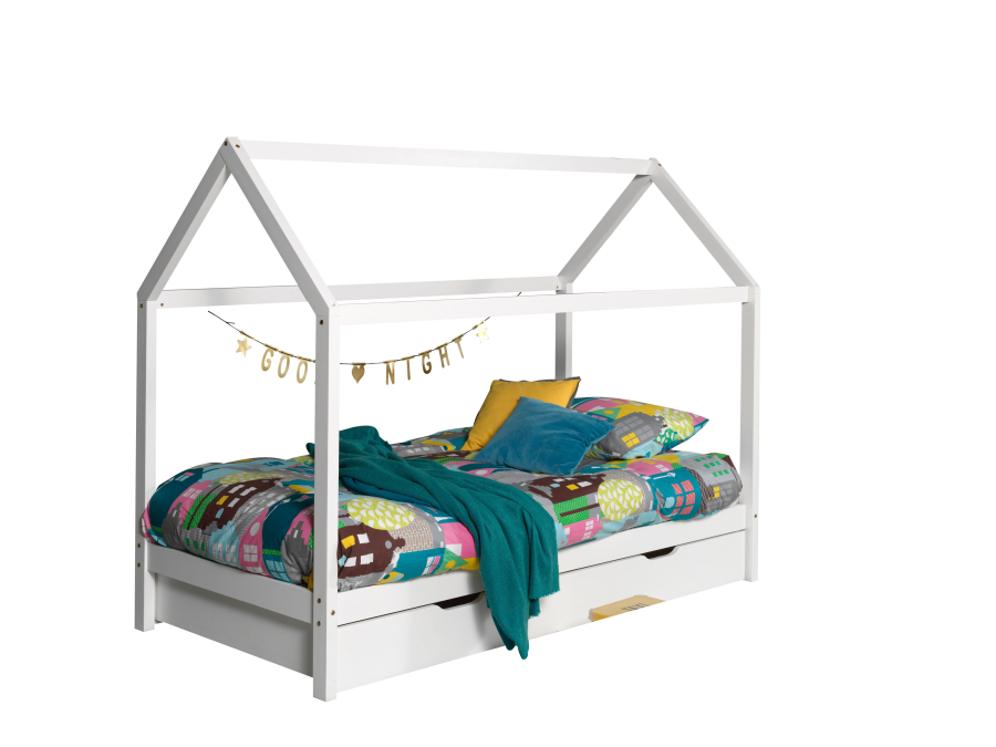 Vipack Dallas huisbed LP met bedlade - wit