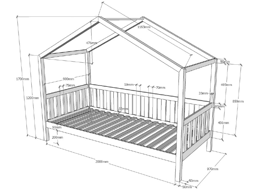 Vipack Dallas huisbed MH met bedlade - natuur - Afbeelding 3