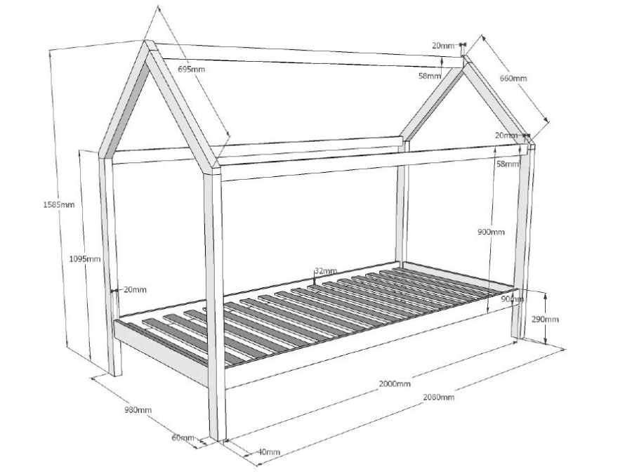 Vipack Dallas huisbed LP met bedlade - wit - Afbeelding 5
