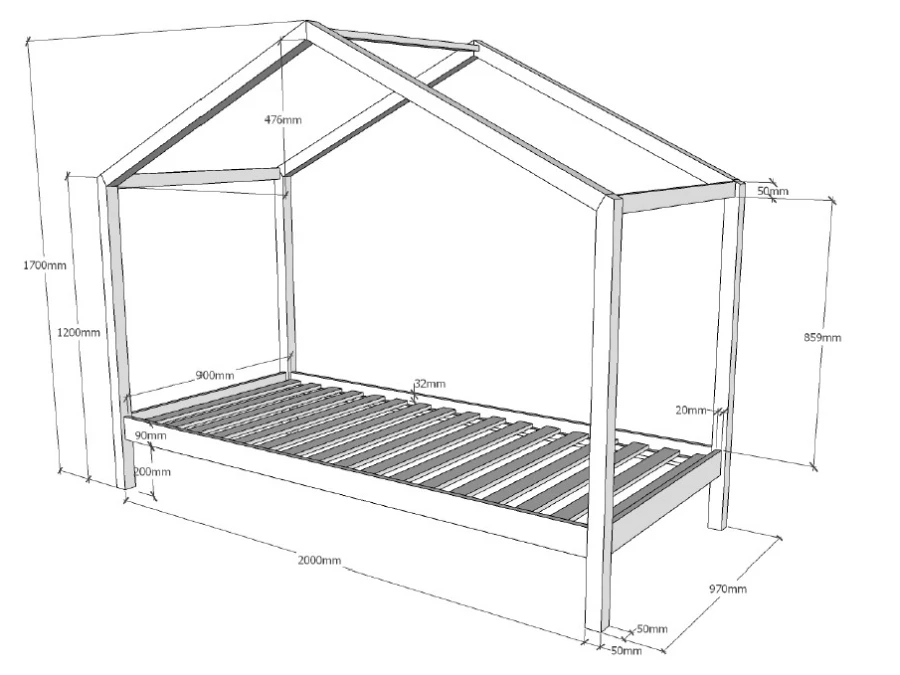 Vipack Dallas huisbed ZH met bedlade - natuur - Afbeelding 6
