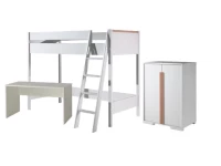 Vipack London hoogslaper met bureau en kast - wit