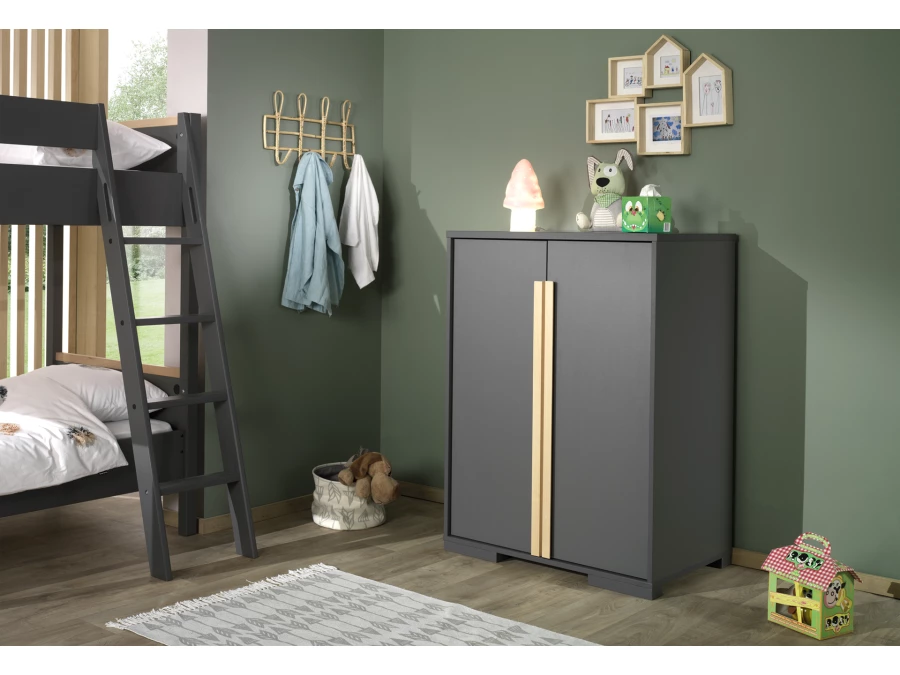 Vipack London hoogslaper met bureau, ladeblok en kast - antraciet - Afbeelding 4