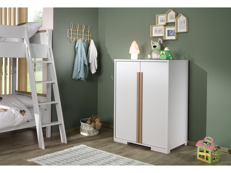 Vipack London hoogslaper met bureau, ladeblok en kast - wit - Afbeelding 4