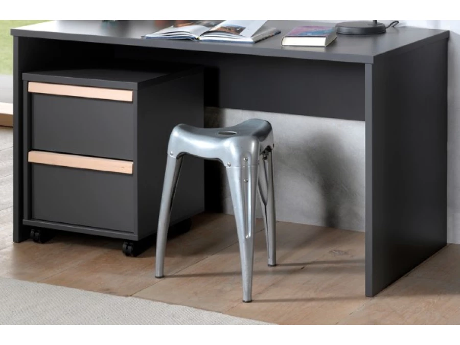 Vipack London hoogslaper met bureau, ladeblok en kast - antraciet - Afbeelding 3