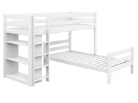 Infanskids Pino hoekstapelbed met boekenkast 90x200 - wit