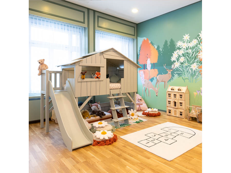 Mathy by Bols boomhut halfhoogslaper met platform en glijbaan 90x190 - donker grijs - Afbeelding 7
